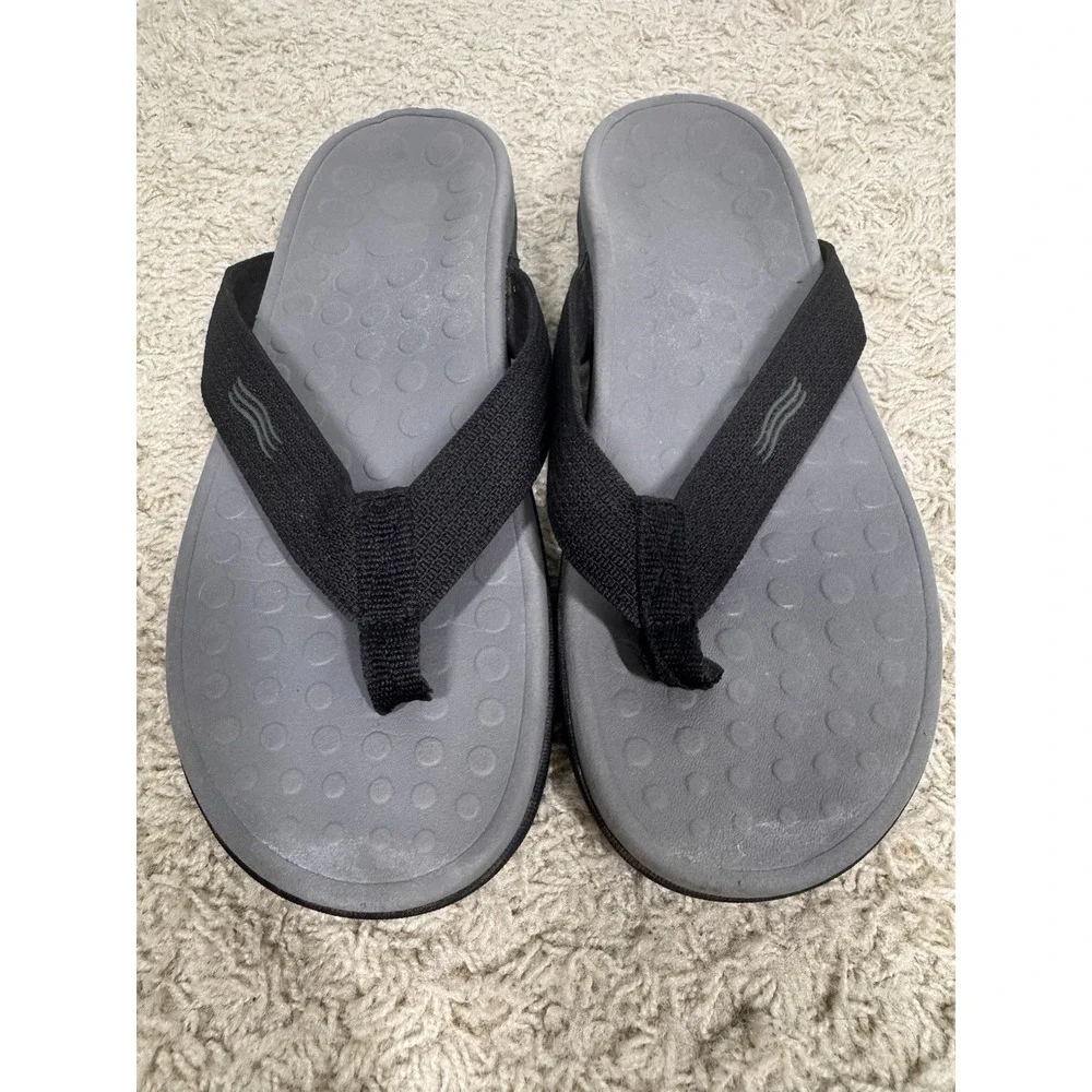 Vionic 44Wave Sandals Black Orthotic Flip Flop Arch Support Comfort Thong M9 W10